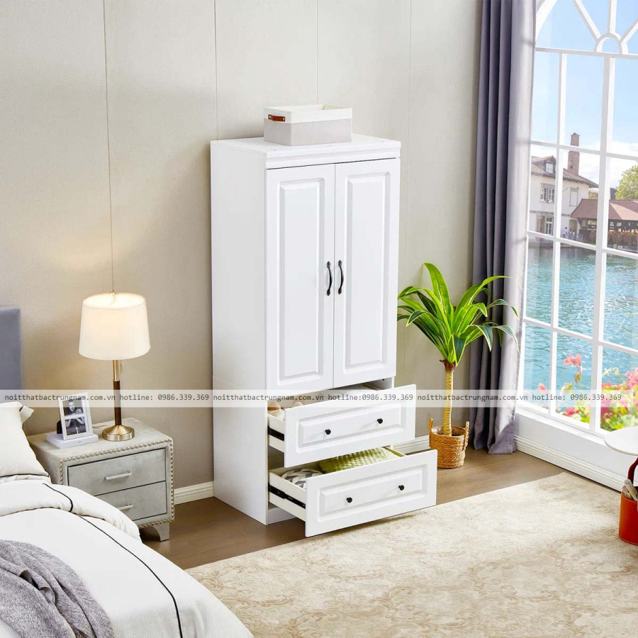 Tủ áo nhỏ gọn màu trắng TA46 thanh lịch giá tốt